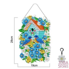 Diamond Painting Hangend Ornament Vogeltjes met vogelhuis 01 (28cm)