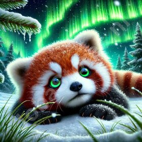 Diamond Painting Rode panda bij Noorderlicht