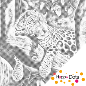 HappyDots DOT Painting Luipaard in boom 50x50cm - Stippelschilderij