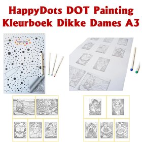 HappyDots DOT Painting Kleurboek Groot Dikke Dames A3 (30x40cm)