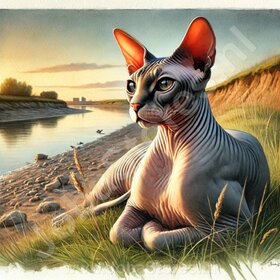 Diamond Painting Liggende kat - Sphynx