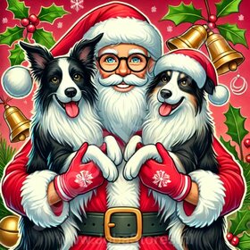 Diamond Painting Kerstman met Border Collie