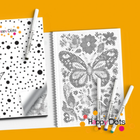 HappyDots DOT Painting Kleurboek Bloemen met Vlinders - 20 stippelschilderijen