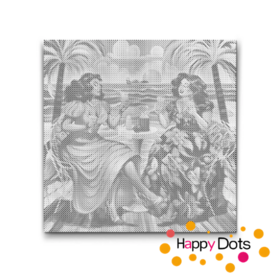 HappyDots DOT Painting Dikke Dames 20 - Stippelschilderij 50x50cm