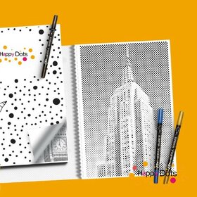 HappyDots DOT Painting Kleurboek Gebouwen - 20 stippelschilderijen A4 - Creatief