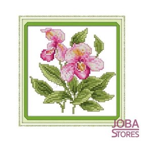 OP=OP Borduur Pakket Bloem 008 11CT Voorbedrukt (21x21cm)