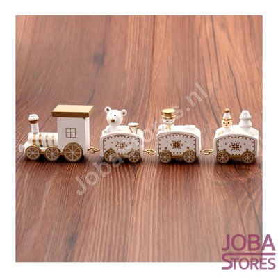 OP=OP Houten Kerst Treintje 4 delig Wit (1 stuk)