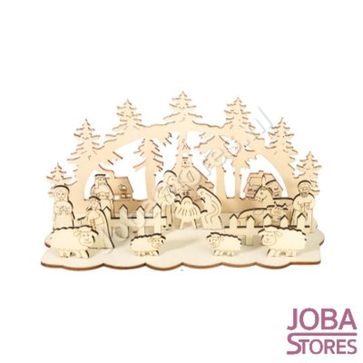 Houten Kerst Stal om zelf te beschilderen / kleuren (Rechthoek)