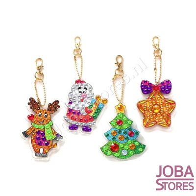 OP=OP Diamond Painting Sleutelhanger Set Kerst 13 (4 stuks)