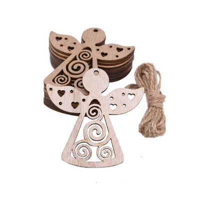 Houten Kersthangers Engelen om zelf te beschilderen / kleuren (10 stuks/75mm)