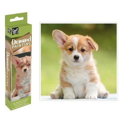 Grafix Diamond Painting hond 20x20cm (ronde steentjes)