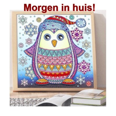 OP=OP Special Diamond Painting Kerst Pinguin 25x25cm