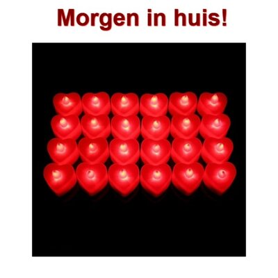 OP=OP Led Hart vormige theelichtjes Rood (6 stuks) Valentijnsdag - Moederdag