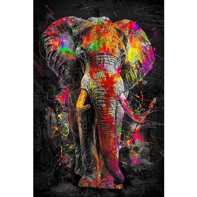 Diamond Painting Olifant Graffiti 02 (formaat en vorm steentjes naar keuze)