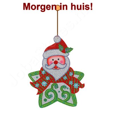 OP=OP Diamond Painting Hangend Ornament Kerstman 30x24cm
