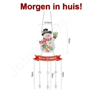 OP=OP Diamond Painting Hangend Ornament met kettinkjes 10 Sneeuwpop