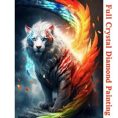 Crystal Diamond Painting Tijger kleurrijk 02 (formaat naar keuze)