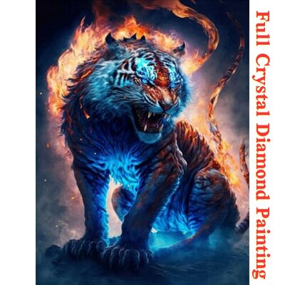 Crystal Diamond Painting Tijger kleurrijk 04 (formaat naar keuze)