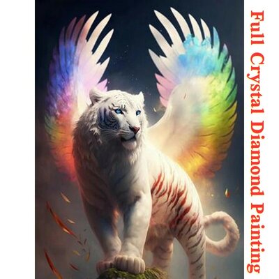 Crystal Diamond Painting Tijger kleurrijk 05 (formaat naar keuze)