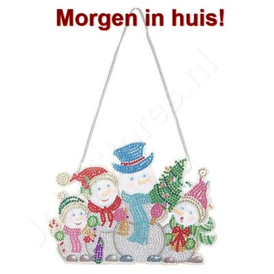 OP=OP Diamond Painting Hangend Ornament Kerst 01 20cm (Sneeuwpoppen)