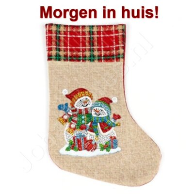 OP=OP Diamond Painting Kerst Sok 01 (Sneeuwpoppen/30cm)