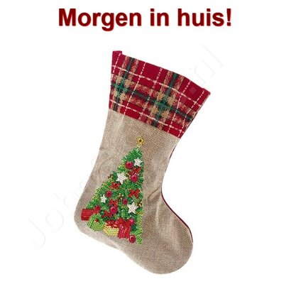 OP=OP Diamond Painting Kerst Sok 02 (Kerstboom/30cm)