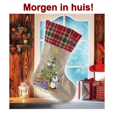 OP=OP Diamond Painting Kerst Sok 06 (Kerstboom/30cm)