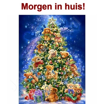 OP=OP Diamond Painting Kerstboom Beren 40x50cm
