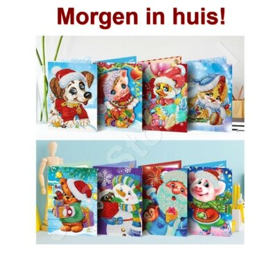 OP=OP Diamond Painting Kerstkaarten Set 04 (8 kaarten)