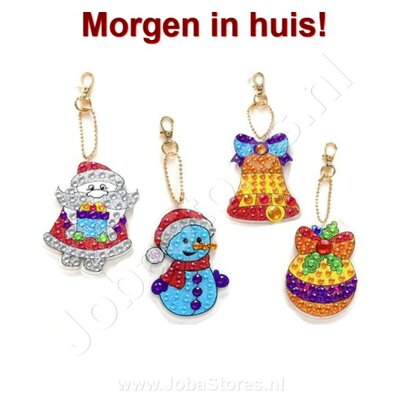OP=OP Diamond Painting Sleutelhanger Set Kerst 12 (4 stuks)