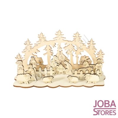 PRIJSPAKKER ! Houten Kerst Stal om zelf te beschilderen / kleuren (Rechthoek/M03-1)