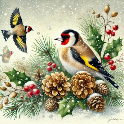 Diamond Painting Kerst vogel - Putter
