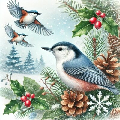 Diamond Painting Kerst vogel - Sitta