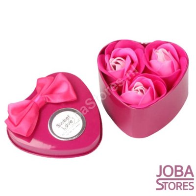 OP=OP Zeep Roosjes Hart met 3 roosjes (Donker Roze)