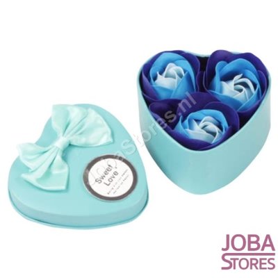 OP=OP Zeep Roosjes Hart met 3 roosjes (Blauw)