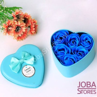 OP=OP Zeep Roosjes Hart met 6 roosjes (Blauw)